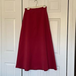 Red satin maxi skirt and top